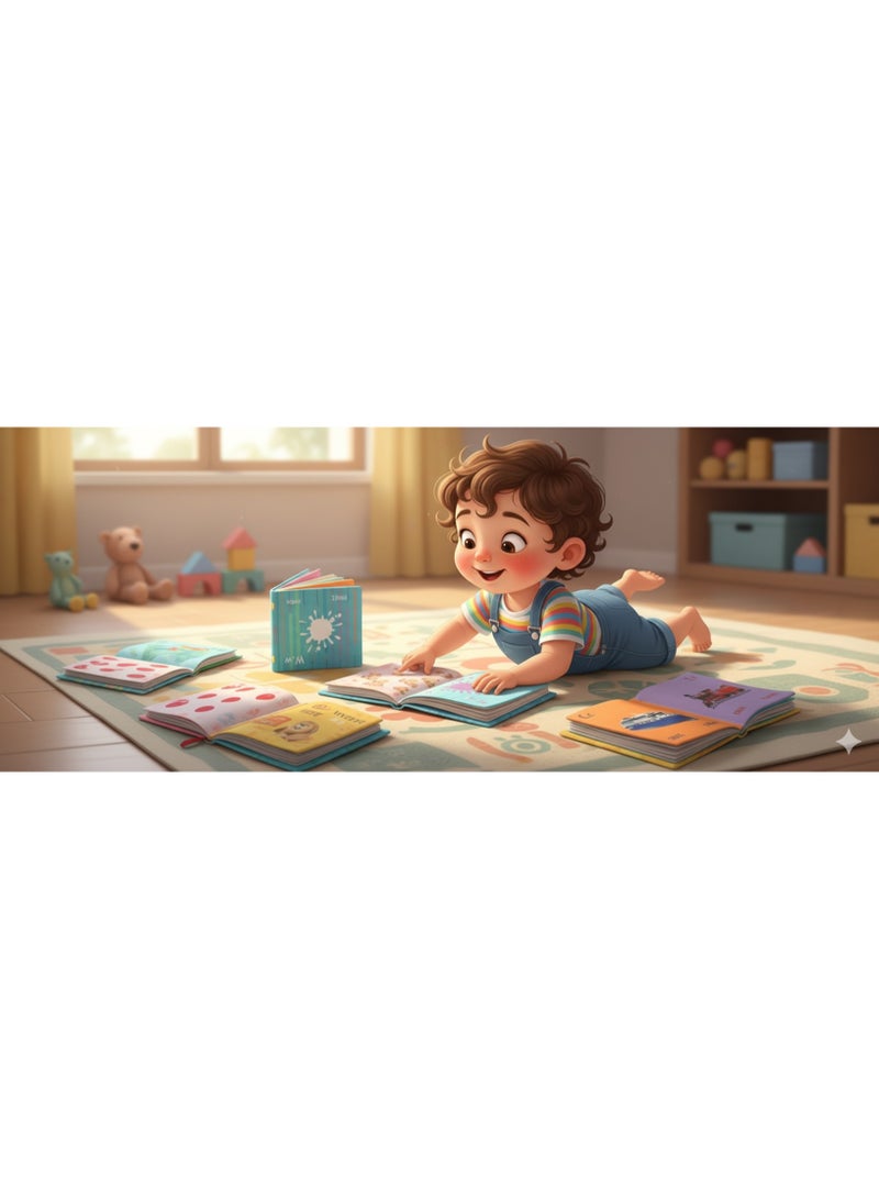HAPZEY Kids Crinkle Book Set –  Pack of 4 (Numbers, Body Parts, Transport, ABC, Colors & Animals) - Image 1